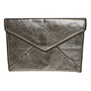 Rebecca Minkoff Leo Gold Metallic Leather‎ Envelope Clutch Bag Designer